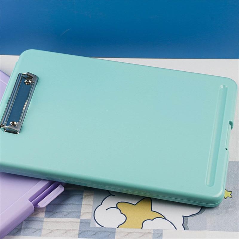 Multifunctional File Folder with Clipboard Waterproof File Organiser Box Plastic Writing Pad for Student Teacher School