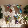4 Pcs Acrylic Hummingbird Wall Art 2D Colorful Garden Birds Sculpture Outdoor Fence Hanging Ornaments for Garden Yard Living Room Kids Room Patio
