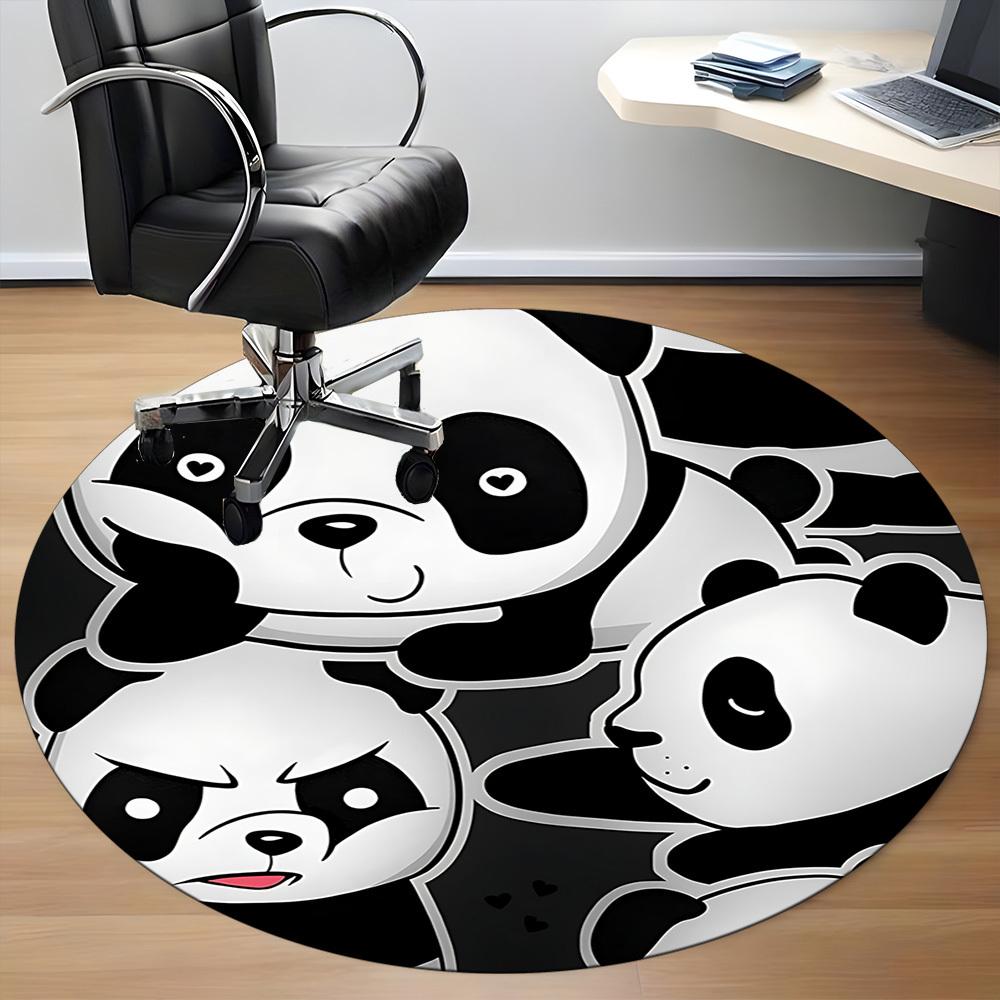 1 pièce Tapis Rond Famille Panda, Tapis d'Intérieur Convient Pour Bureau, Sous Chaises de Bureau Chambre à Coucher Salon Décoration Intérieure, Déco Chambre