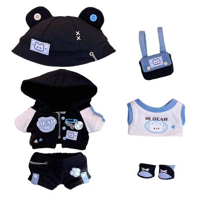 Niannyyhouse 20cm Vêtements en Peluche Parkour Ours Ensemble Chapeau Veste Short Gilet Chaussures Sac à Dos Poupée en Coton Habillage Poupée Accessoires (20cm)