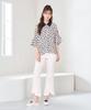 LBYL White Flower Black Collar Raglan Blouse
