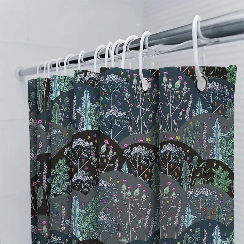 Botanical Shower Curtain Nature Floral Forest Green Plants Bathroom Decor Vintage Rustic Farmhouse Home Decor Wall Art