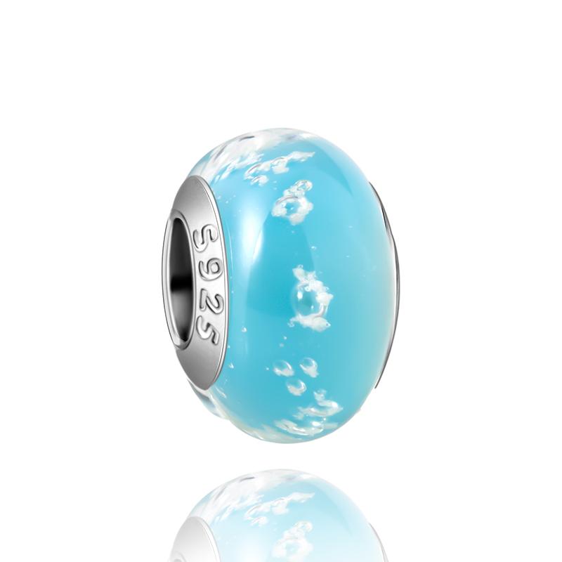 Murano Glass Series Copper Metal Multicolored Rose & Petal Graphics Charm Bead Component Compatible With Bracelet High Quality Fine Jewelry Women