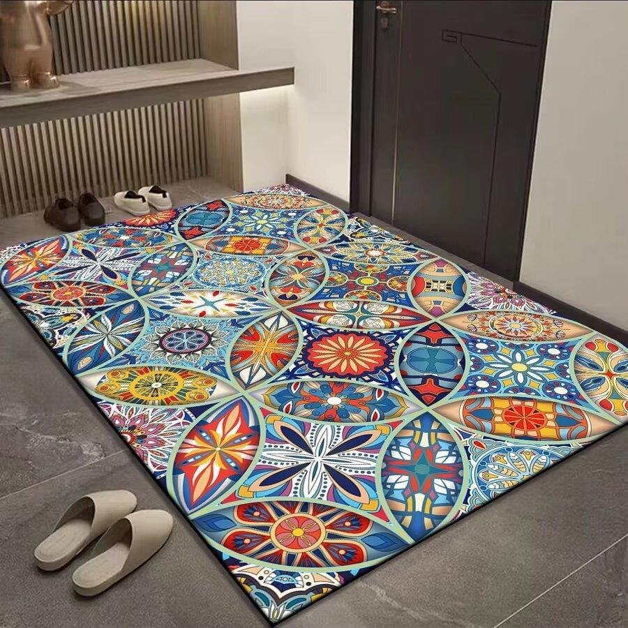 Classic Bohemian Style Front Door Mat Non Slip Household Floor Rug