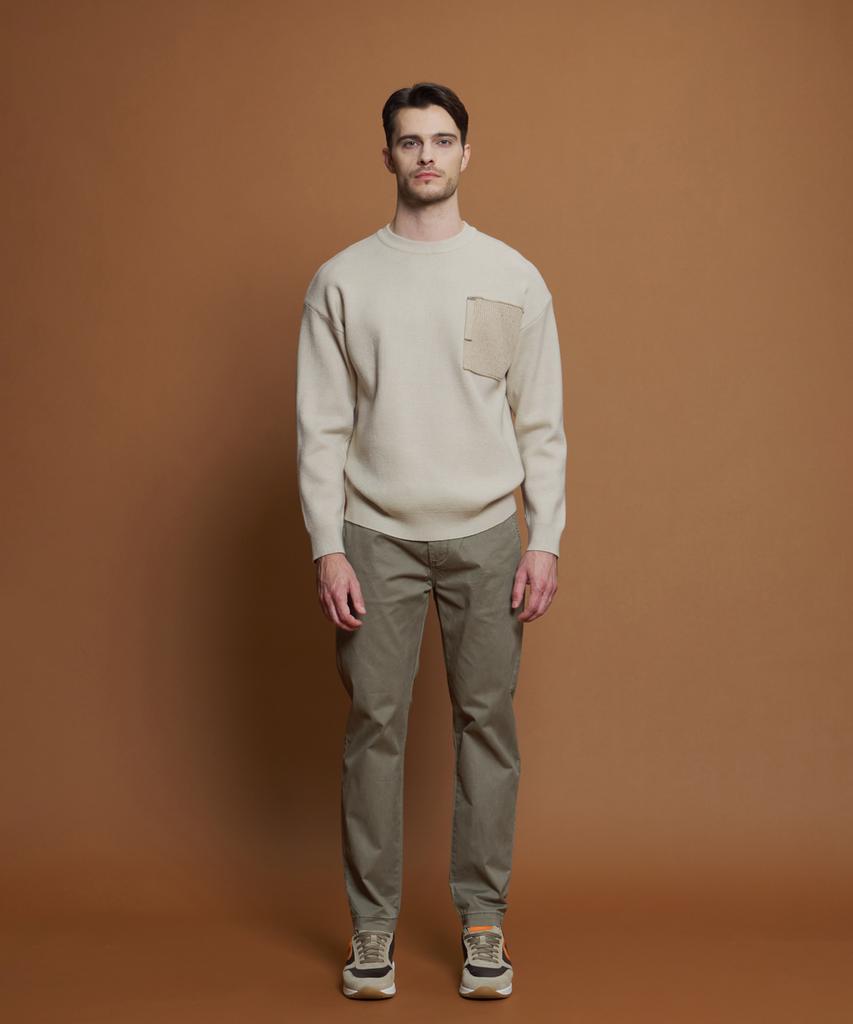 PANICALE Beige Wool Blend Contrast Pocket Knit