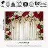 2D Red & White Rose Backdrop Cream Curtain Wedding Ceremony Background