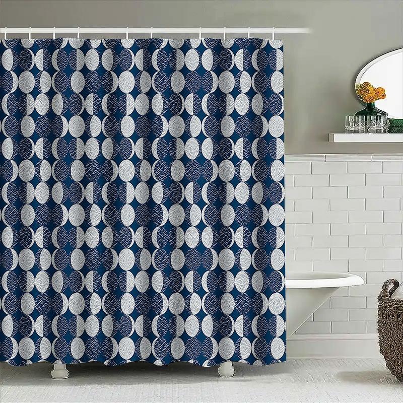 Modern Geometric Shower Curtain Waterproof Bathroom Decor Farmhouse Backdrop Nature Pattern Fabric Liner Vintage Style