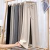 High Waist Gerade Hosen für Damen Gestrickte Kordelzug Weite Hosen Koreanische Mode Lässig Warm Harajuku Hosen