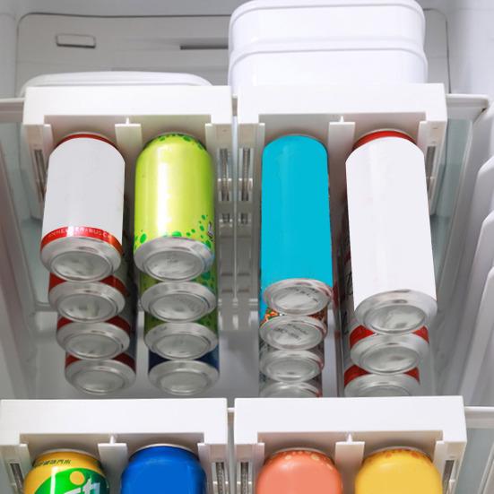 Soda Can Organizer for Fridge Refrigerator Soda Can Holder Adjustable Beer Can Hanger Holds 8 Cans for Pantry Fridge Shelf