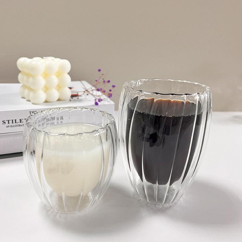 250-450ML Dobbeltvegg Glasskopp Gjennomsiktig Varmebestandig Kaffekopp Te Melk Juice Krus Hjem Ølkrus Vannglass Drikkeglass
