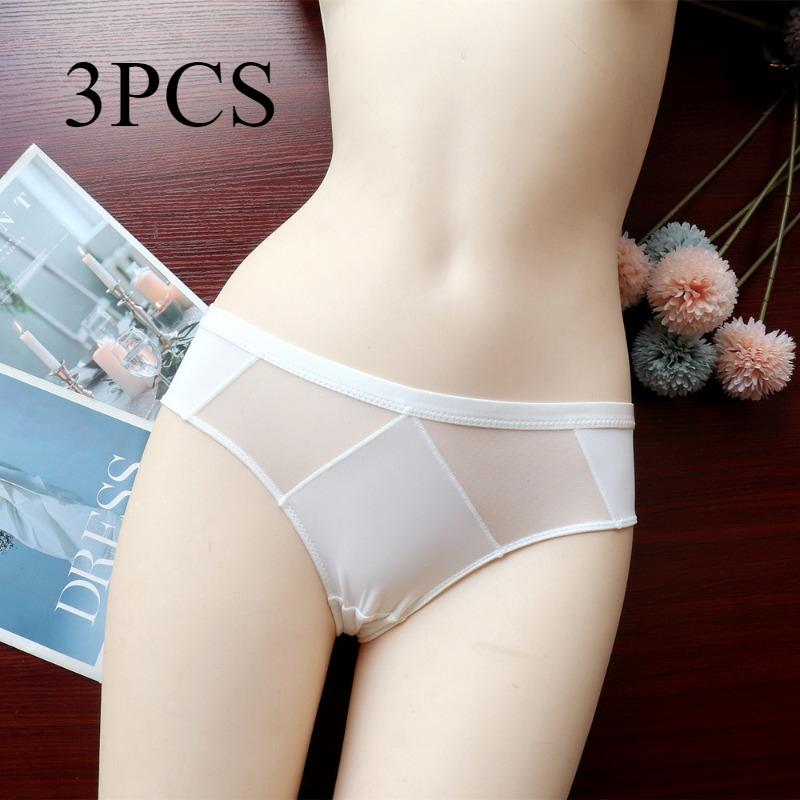 Lingerie Sexy Sottile Slip a Vita Bassa Biancheria Intima in Rete Slip da Donna in Seta di Ghiaccio Mutandine a Triangolo Traspiranti