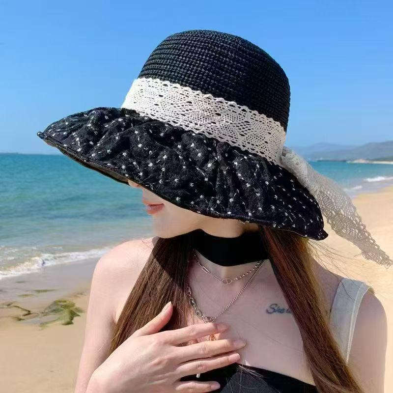 Straw Woven Foldable Butterfly Visors: Women's Summer Sun Protection Beach Hats
