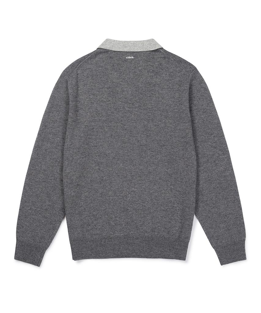 CLOVE [26Fw CLOVE] Contrast Collar Knit Pullover_Men (Charcoal Gray)