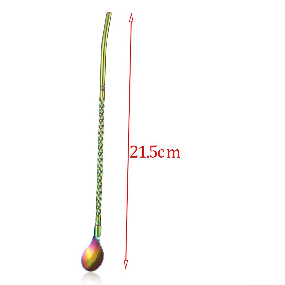 New Metal Bent Filter Reusable Stainless Steel Coffee Spoons Drinking Straw Straws Spoon