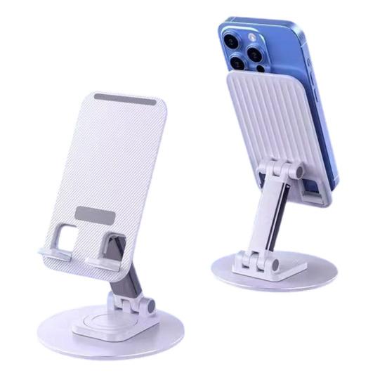 Phone Holder Foldable 360° Rotation Adjustable Desk Stand Metal Anti-Slip Silicone Pad Bracket for Phones Tablets