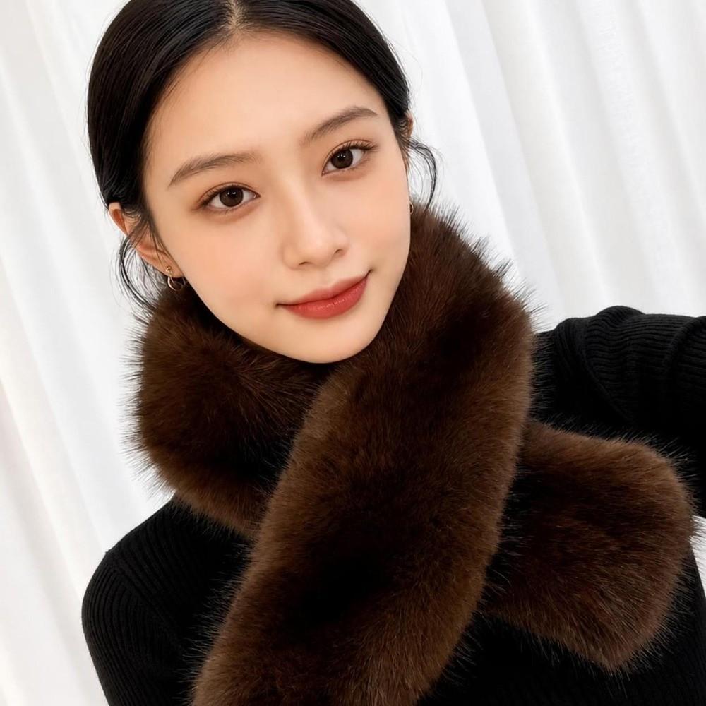 Plush Imitation Fox Fur Scarf Soft Winter Scarf Elegant Neck Collar for Women Girls