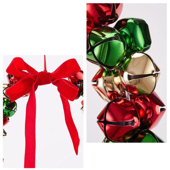Wreath Christmas Beaded Bell Wreath with Bow Small Jingle Bell