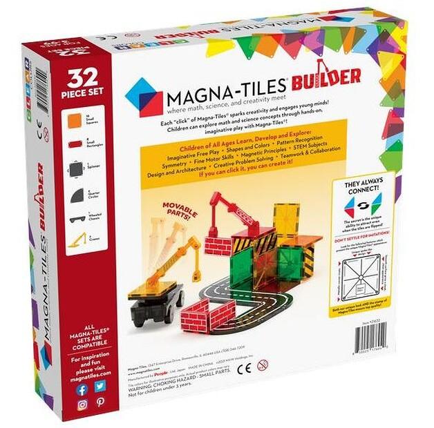 Конструктор магнитный Magna-Tiles Builder, 32 детали