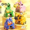 Excavator Water Bottle for Kids 500ml Leak-Proof Cartoon Cup with Wheels Adjustable Strap Bounce Flip Top Straw Water Bottle for School Outdoor