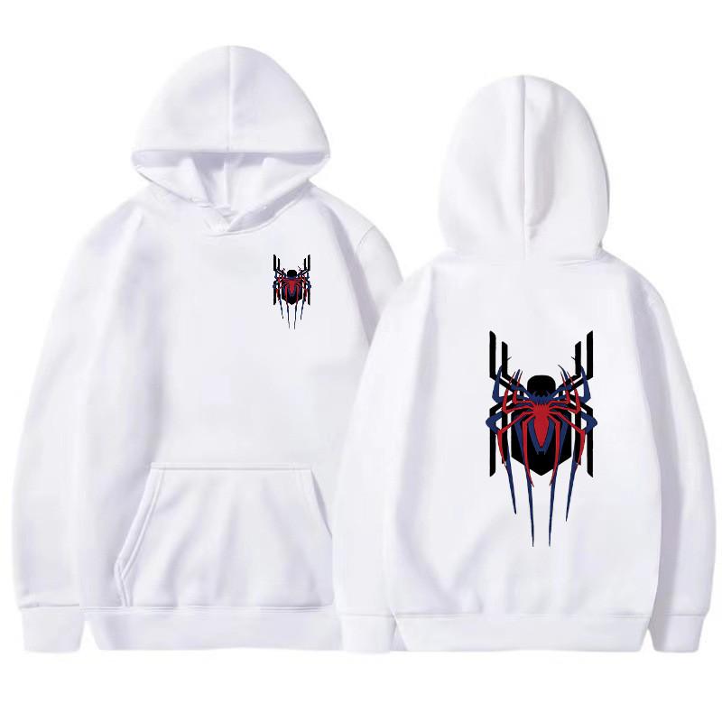 Hanorac pentru bărbați, stil Street Fashion, cu imprimeu de păianjen roșu intens, hanorac din fleece periat, casual, distractiv, lejer, hanorac