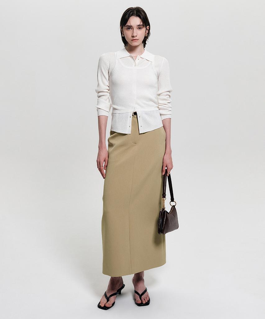 Lugkaeseuteu Salt Long Skirt_Beige