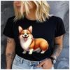 Bumbac Grafică Câine Corgi Vesel Desen Animat Tricou Femei Pufos Pui Welsh Corgi Stăpân Animal de Companie Top Zilnic Casual cu Mânecă Scurtă