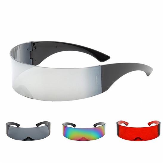 Parti gözlüğü Visor Wrap Shield Büyük Ayna Güneş Gözlüğü Kişilik Moda Gözlük Sürme Rüzgar Geçirmez Gözlük