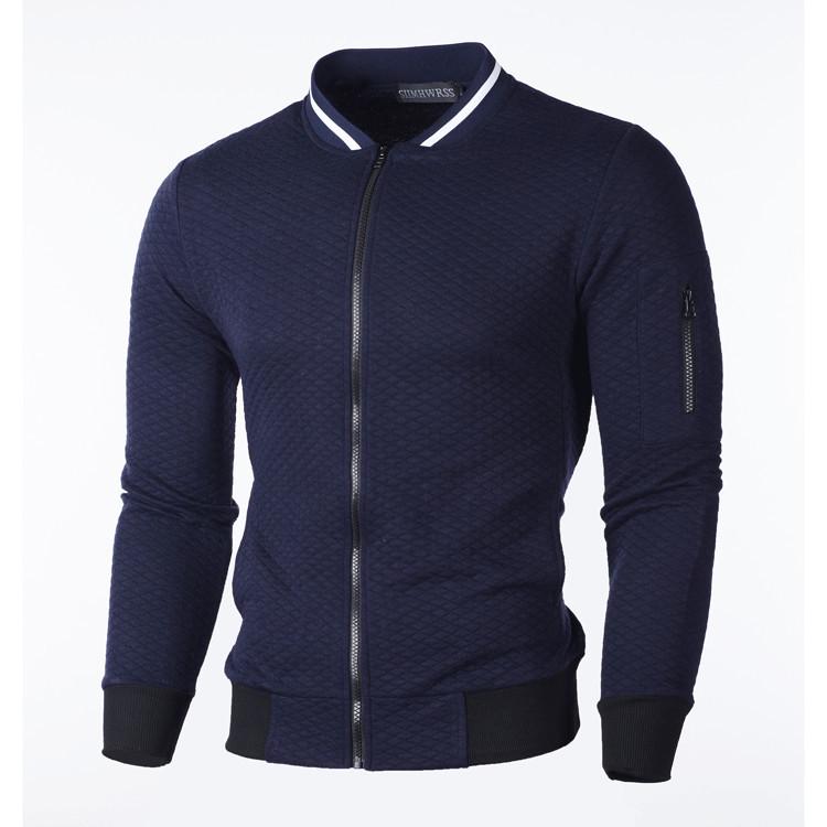 New Fashion Men's Sweater Zip Stand-up Collar Sweater Jacket Men's Casual Style Plaid Cardigan Tops