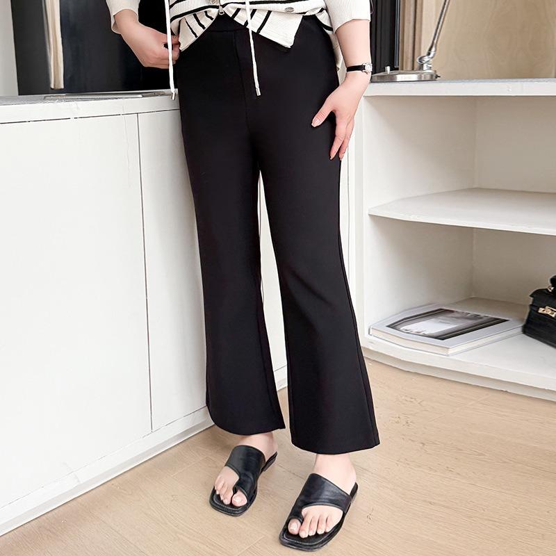 Damskie letnie spodnie plus size zakrywające brzuch, podkreślające talię, szerokie nogawki, proste, bootcut