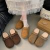 Thick-soled Inner Height Increase Half Slippers Women Wear New Retro Bag Head One Pedal Lazy Velvet Shoes