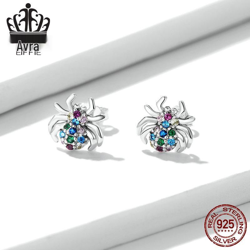 Everlove Glittrande Spindelörhängen i Sterlingsilver med Färgade Zirkoner