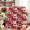 Valentinstag Flanelldecke Überwurf, Kariert Liebesherzen Rosen Weich Flauschig Plüsch Gemütlich Fleece Decken für Couch Sofa Bett Entspannung
