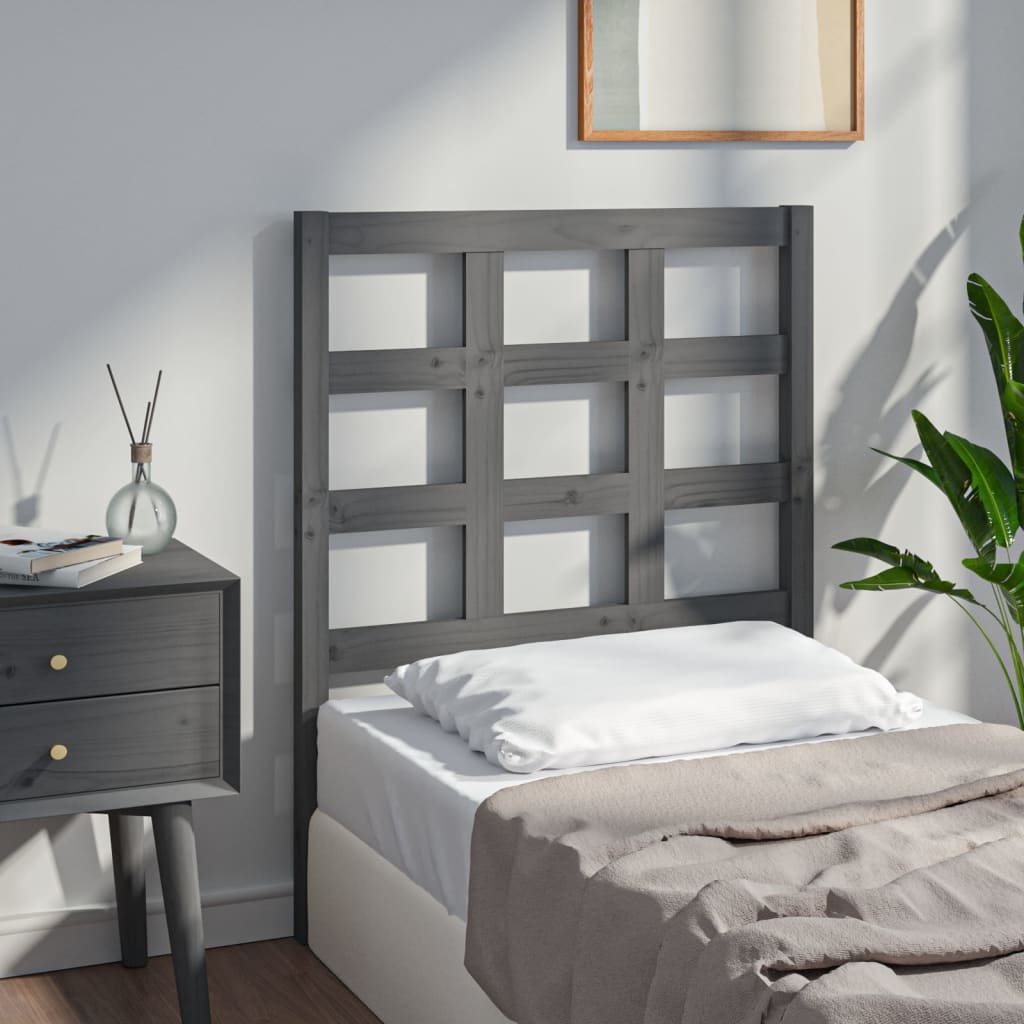 Headboard Gray 80.5 X 4 X 100 Cm Solid Pine Wood