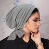 Pre-Tied Muslim Women Hijab Bonnet Solid Color Islamic Cancer Headwear Scarf New Turban Chemo Cap