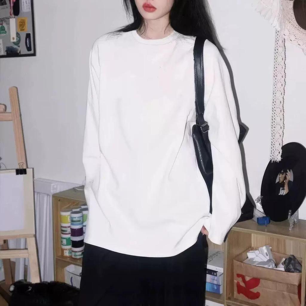Korean Dongdaemun Cute KT Cat Print Cotton Long Sleeve Tee for Women - Age-Reducing, Slimming, Versatile, Loose Fit