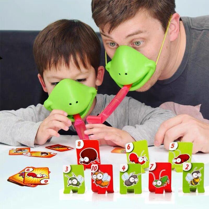 1 יחידה מסכת לטאה זיקית לשון מתנופפת קלפי ליק משחקי קופסה לילדים צעצועי מסיבה משפחתית צעצועי משחק שולחני מצחיקים אנטי-סטרס