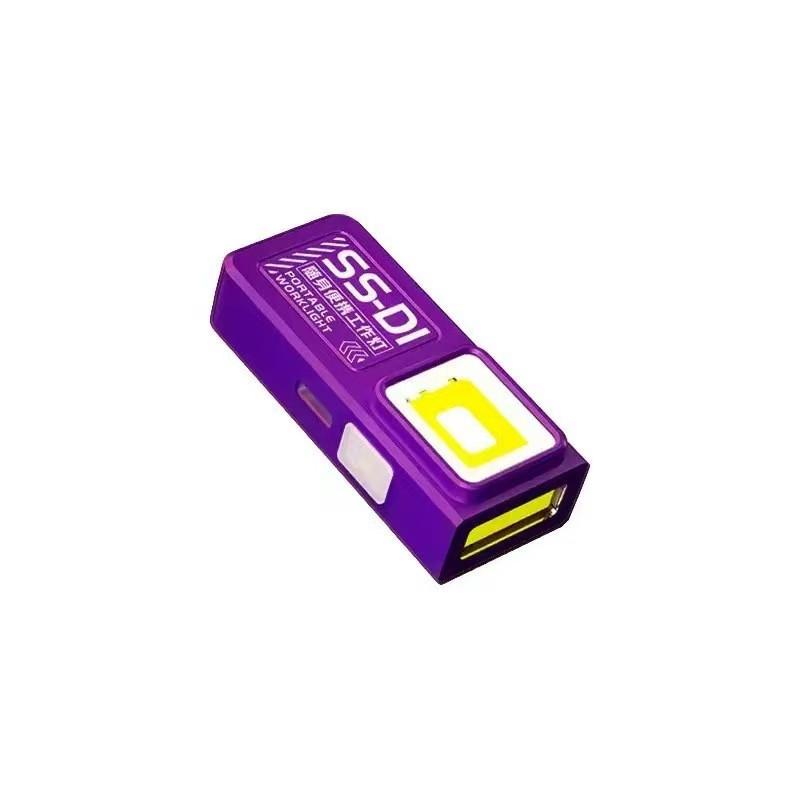 USB Rechargeable COB LED Key Ring Work Light, Waterproof Portable Hanging Mini Flashlight for Outdoor Camping Hiking
