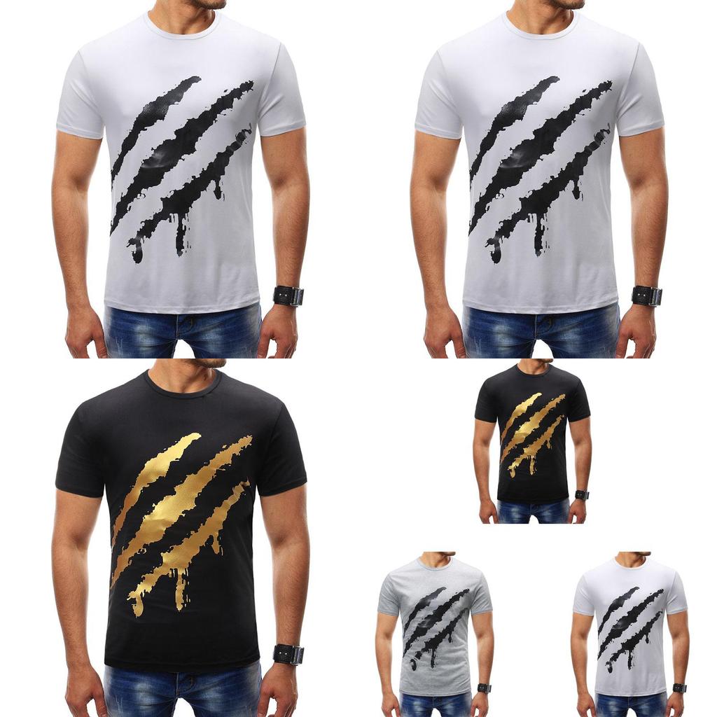 Premium Quality Male Summer Brand Short Sleeve Claw Flag Print O-neck Slim T-shirt Tops For Stylish Comfort