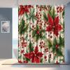 GAERed Weihnachtsstern & Grünes Blatt Feiertags-Duschvorhang mit Haken - Maschinenwaschbarer Polyester Badezimmerdekor, Weihnachten Winter