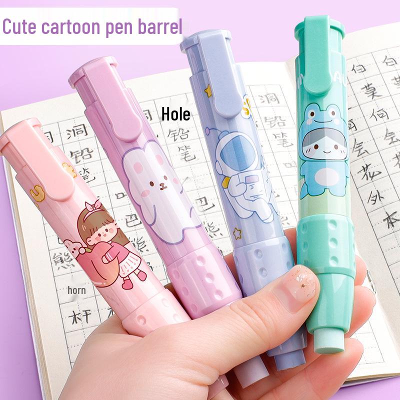 Retractable Push-Button Eraser for Students and Office Use - Creative Crumb-Free Design for Drawing and Writing