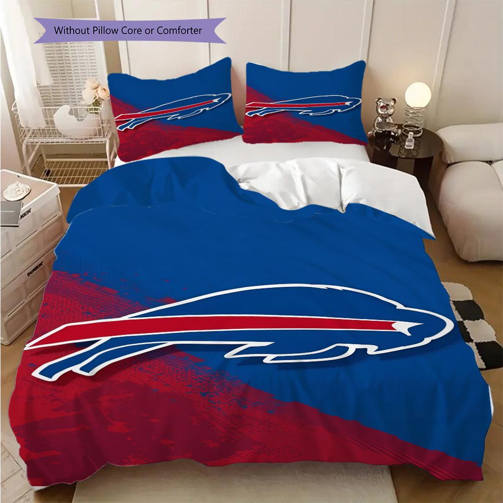 Buffalo Bills Teamgeist Dreiteiliges Set(1 Bettbezug + 2 Kissenbezüge, ohne Füllung)Bettwäscheset Weich und bequem Bettbezug und Kissenbezug