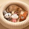 Cute Plush Catnip Toy Adorable Dog Bear Rabbit Doll Stimulating Cat Plaything for Biting Kicking Fun Chew Resistant Toy with Kittens Adult Cats