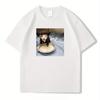 Men Cotton Short Sleeve T-Shirt with Cute Kitten Ice Cream Cartoon Print Summer Round Neck Tee Machine