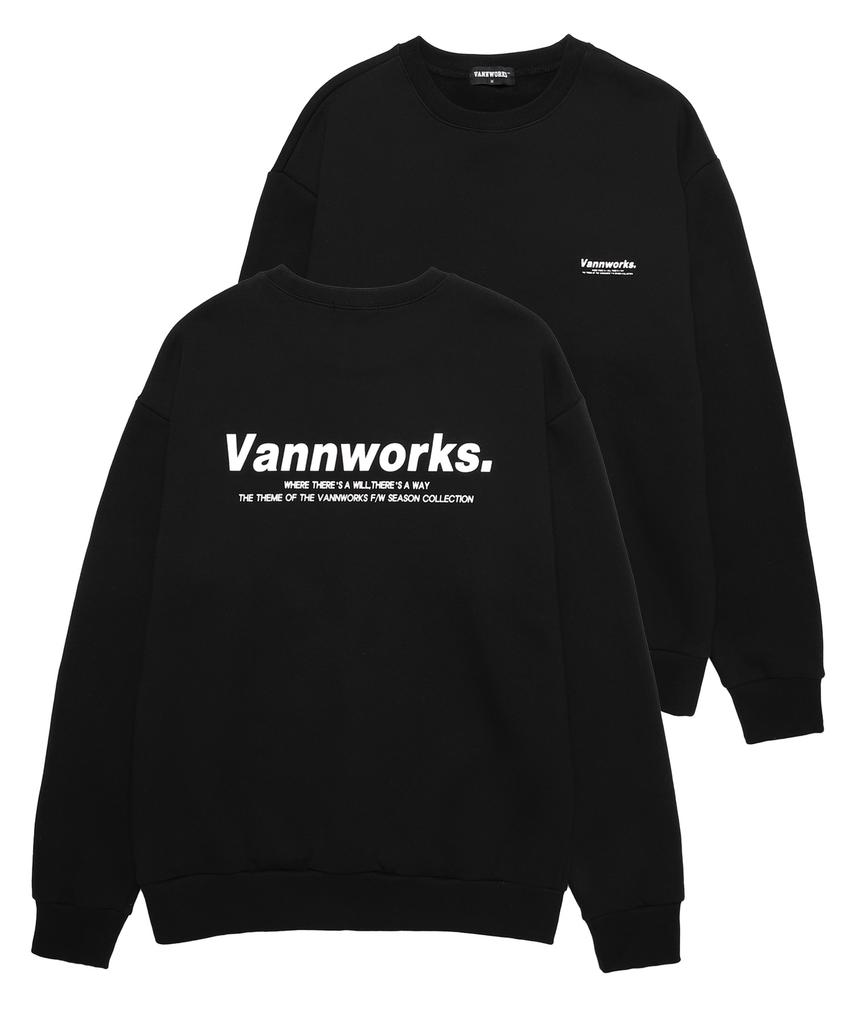 VANNWORKS Minimalism Logo Fleece-Lined Sweatshirt (Vnaits411) Black