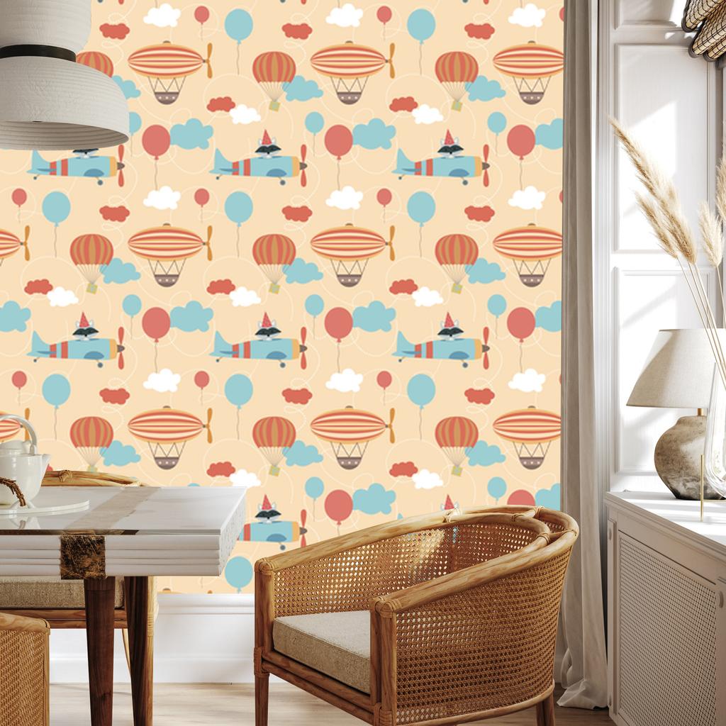 Balloons and airplanes wallpaper for living room and bedroom 50x1000