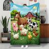 Couverture polaire animaux de la ferme dessin animé enfants motif ferme jeté doux confortable toutes saisons literie décoration de maison cadeau pour enfants