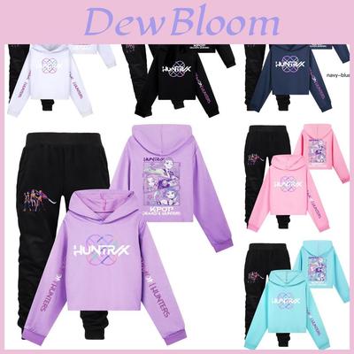 Kpop Demon Hunters Cotton Hoodie And Joggers Set With Cartoon Print For Kids Play