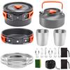 Set portabil de ustensile de gătit și ceainic pentru exterior, pentru 2-3 persoane, pentru camping