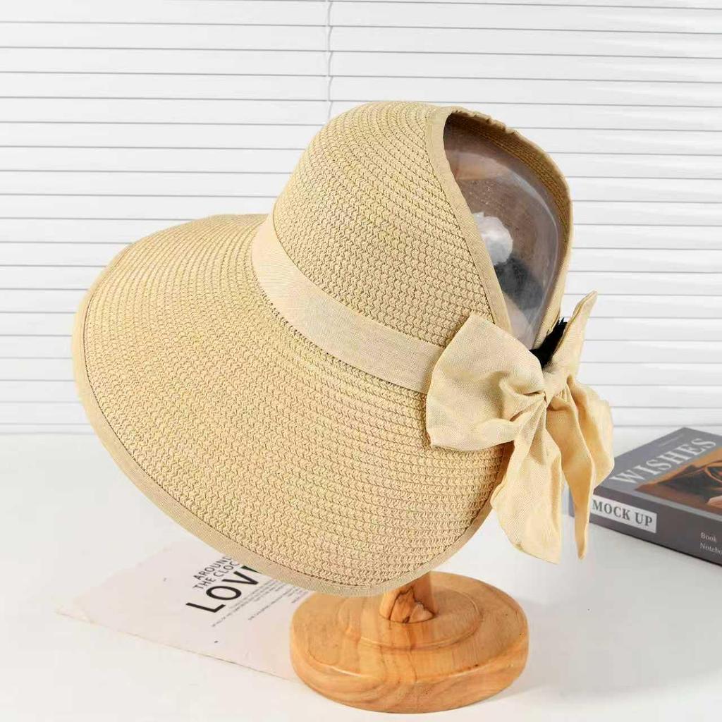 Korean Elegant Wide-Brim Visor Hat - Summer Sun Protection Straw Hat for Women