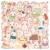50Pcs Graffiti Sticker Clear Printing Self-Adhesive Paper Cute Cartoon Rabbit Pattern Laptop Luggage Sticker Decoration Photography Prop